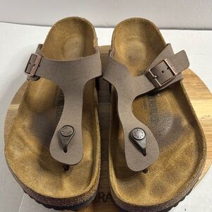 Birkenstock Gizeh – Birkibuc Leather Thong Sandals - Mocha, Size 42 M 9 W 11 EUC